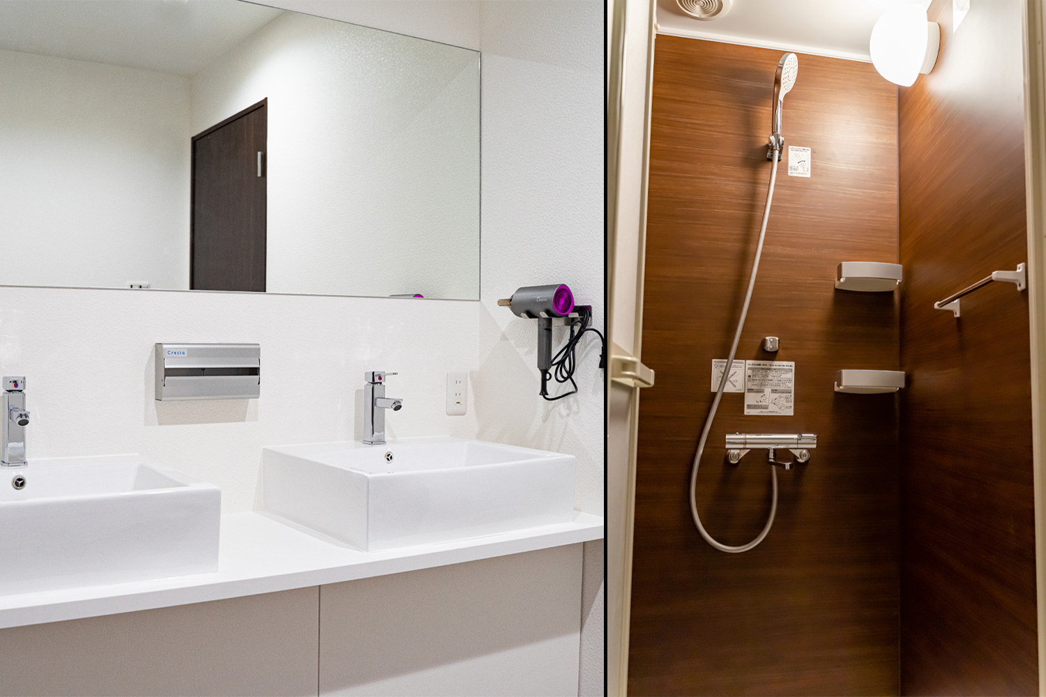 男女別シャワールーム、トイレ